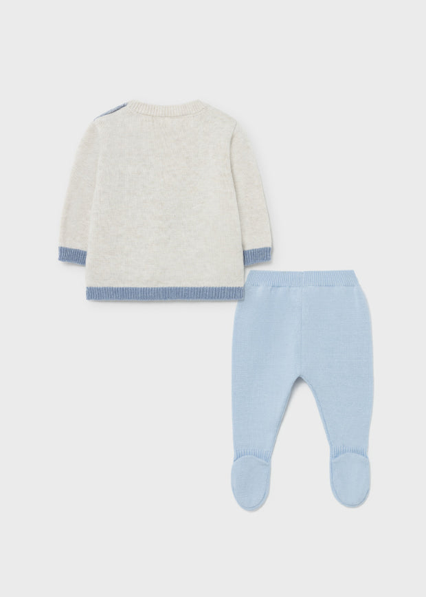 MAYORAL BABY BOY PALE BLUE KNIT 2 PIECE OUTFIT SET