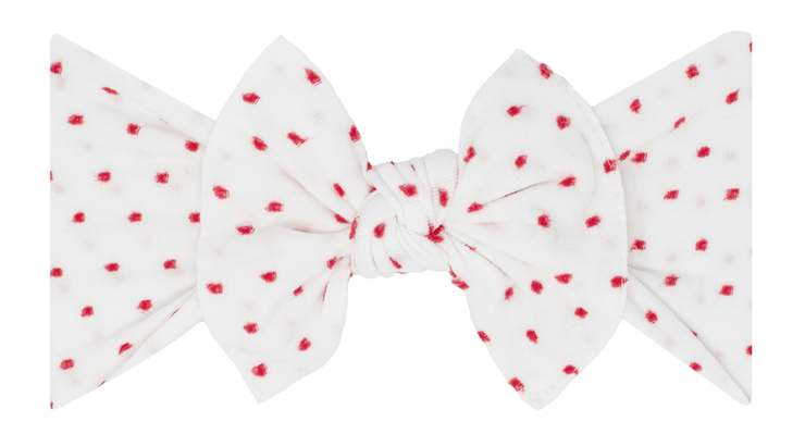 PATTERNED SHABBY KNOT: white/red dot