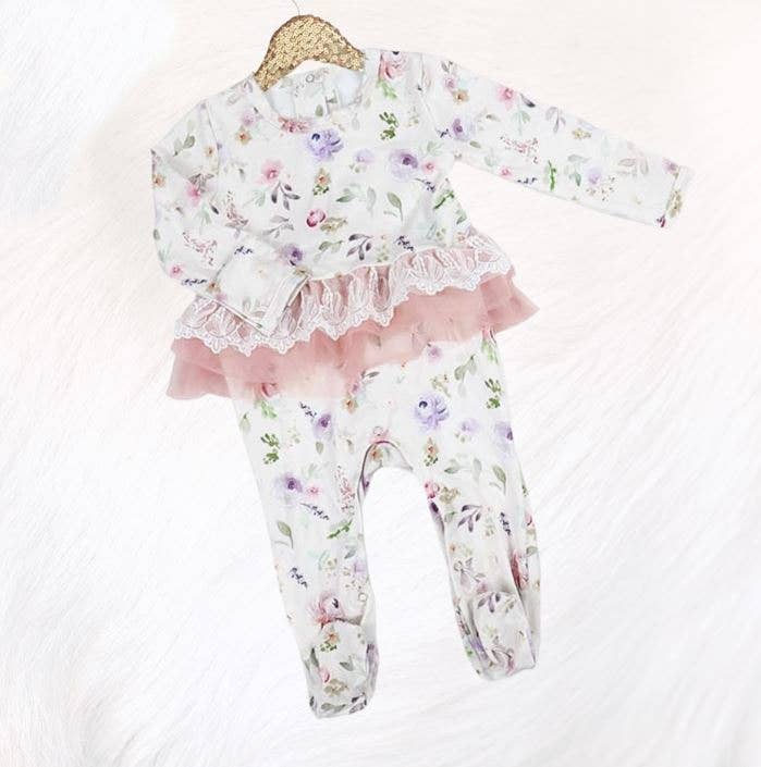 Kryssi Kouture Sienna Tutu Jumpsuit - Pastel Water Color Flo: 0-3M