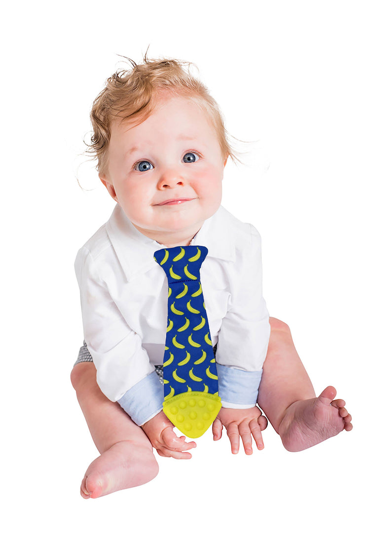 Tasty Tie Silicone Teether, Crinkle Toy & Baby Tie (Banana)
