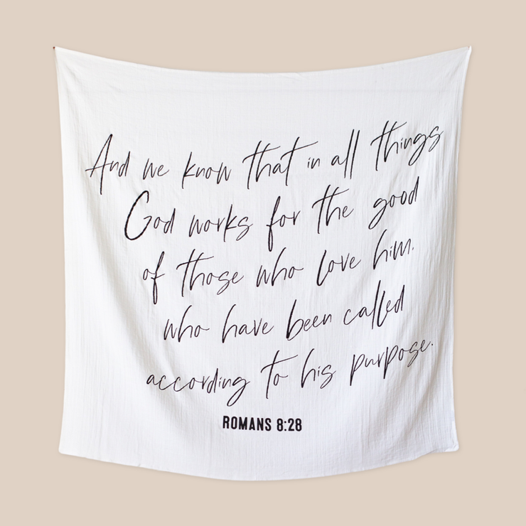 Organic Swaddle Blanket-   Romans 8:28