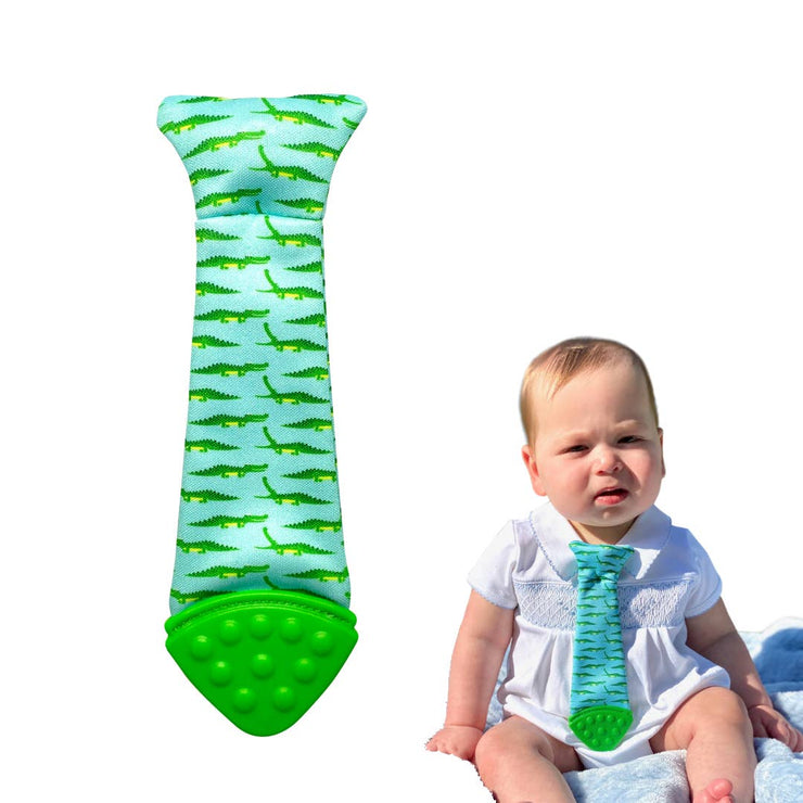 Tasty Tie Silicone Teether, Crinkle Toy & Baby Tie (Gator)