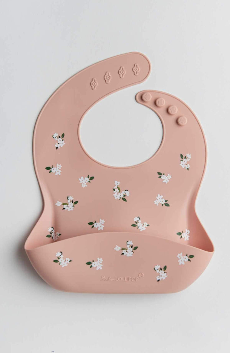 Loulou Lollipop Silicone Bib | White Flower