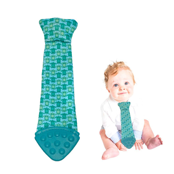 Tasty Tie Silicone Teether, Crinkle Toy & Baby Tie (Turtle)