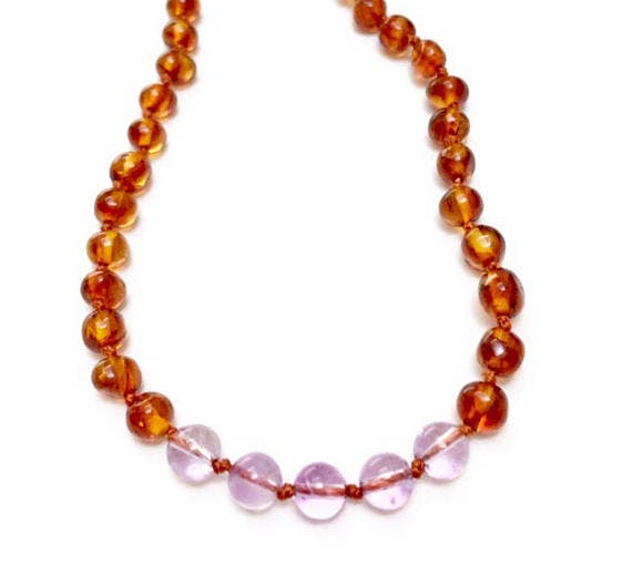 Amber + Amethyst Necklace