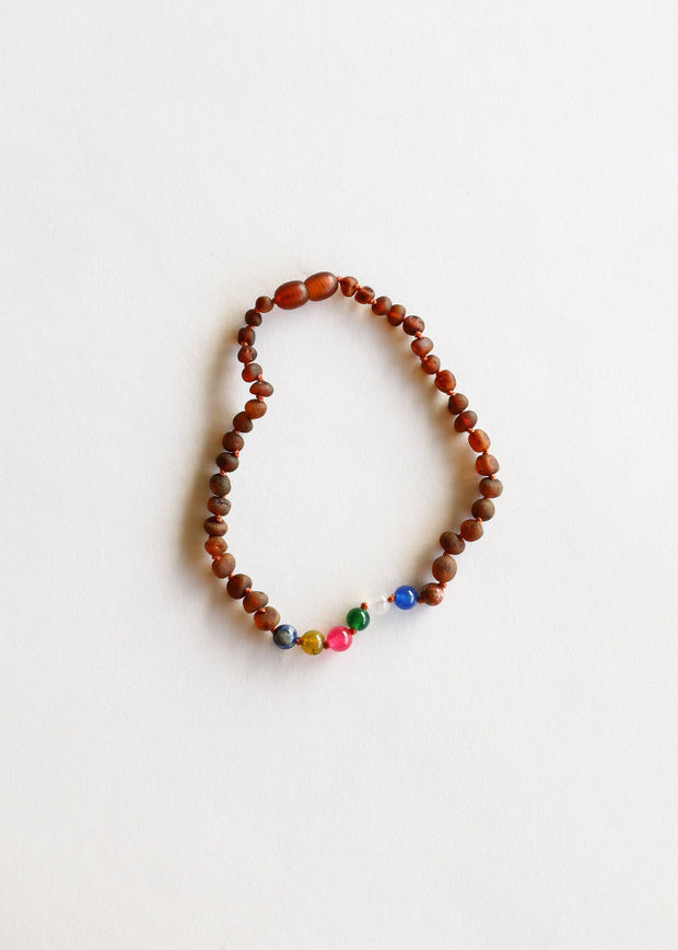 Raw Cognac Amber + Vintage Style Necklace