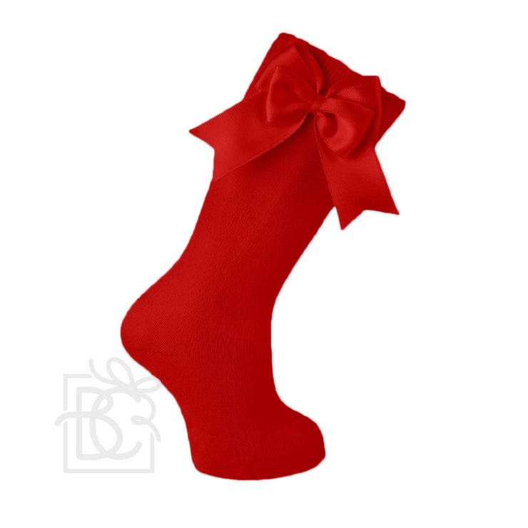 Cotton Knee Socks With Double Bow