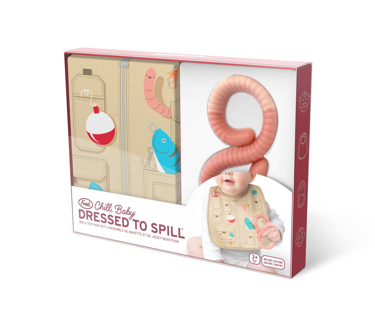 Chill Baby- Dressed To Spill- Bib & Teether Set- Fisherman