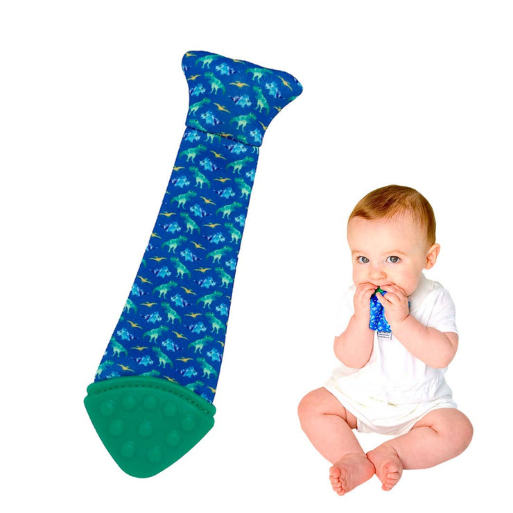 Tasty Tie Silicone Teether, Crinkle Toy & Baby Tie (Dino)
