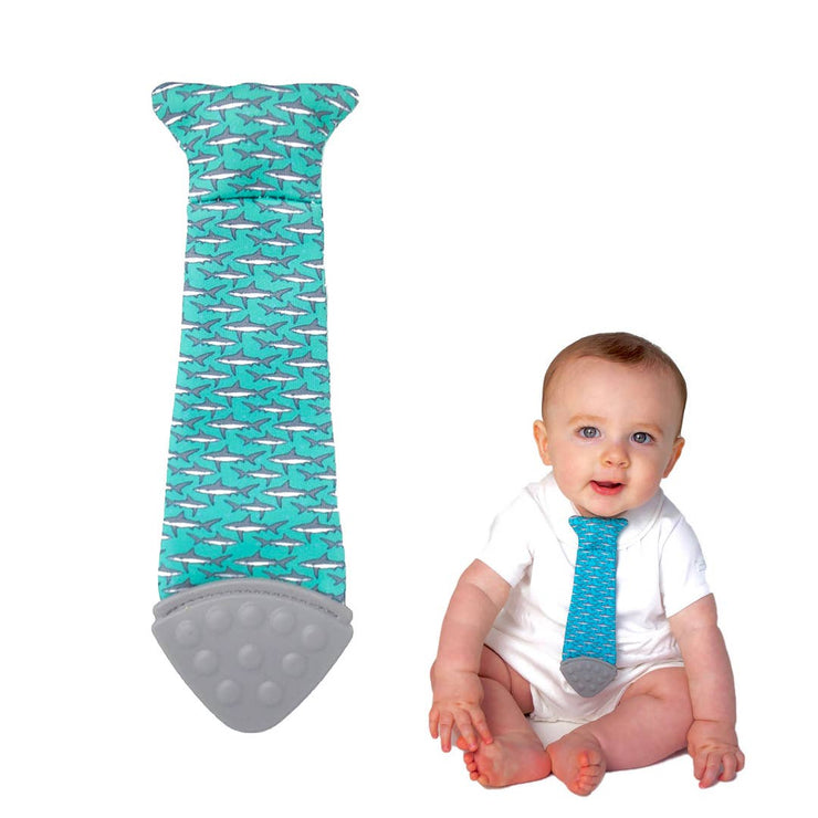 Tasty Tie Silicone Teether, Crinkle Toy & Baby Tie (Shark)