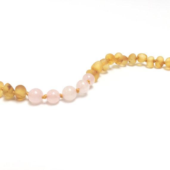 CanyonLeaf Raw Honey Amber + Rose Quartz Anklet or Bracelet