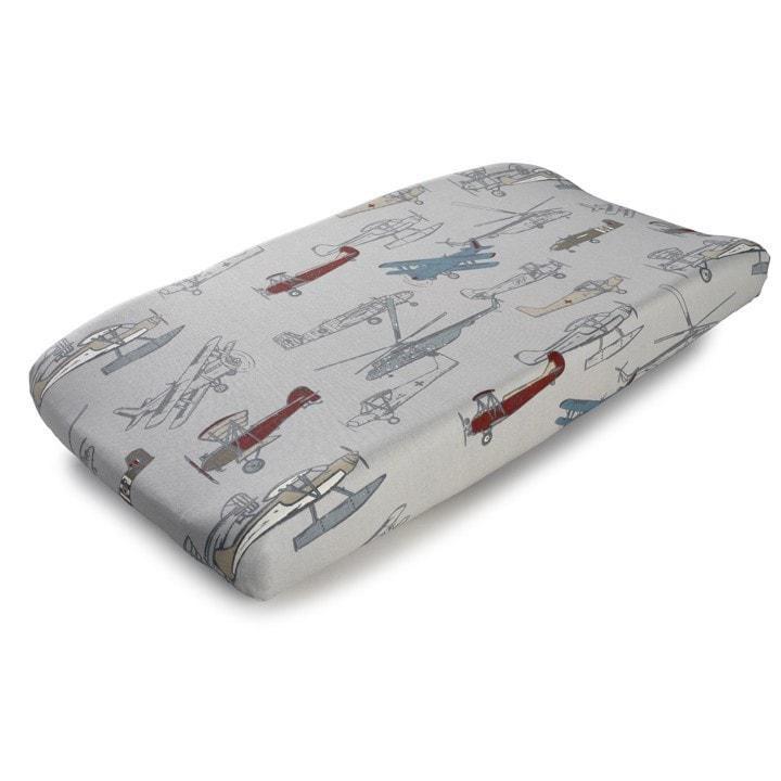 Liz & Roo Vintage Airplanes Contoured Changing Pad Cover