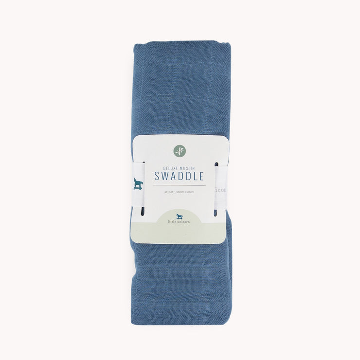 Little Unicorn Deluxe Muslin Swaddle Blanket | Blue Dusk