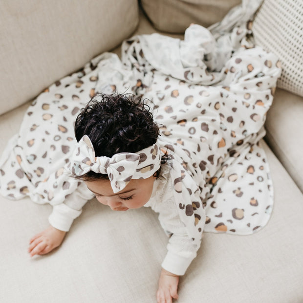 Copper Pearl Knit Headband Bow | Millie