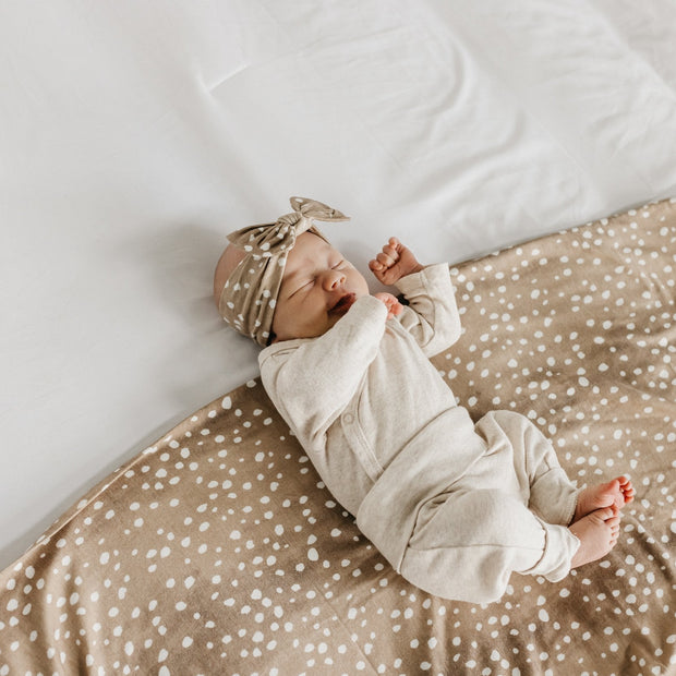 Copper Pearl Knit Headband Bow | Fawn