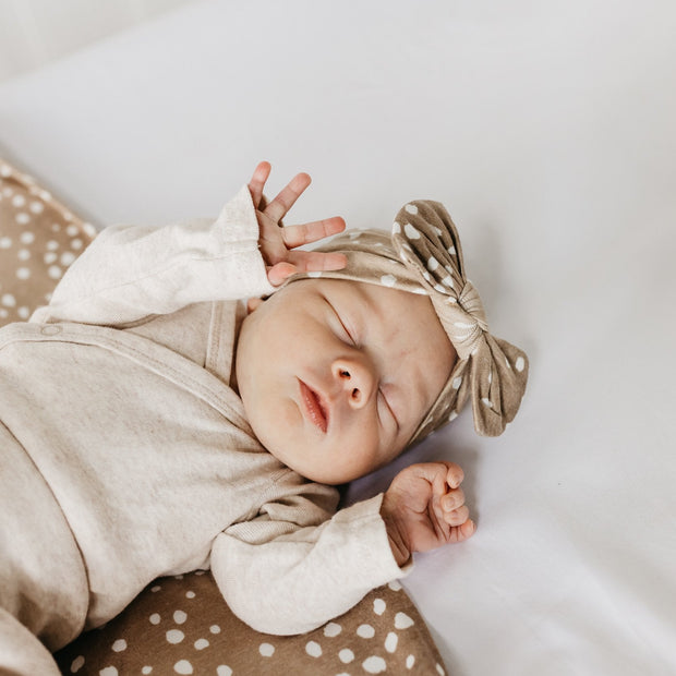 Copper Pearl Knit Headband Bow | Fawn