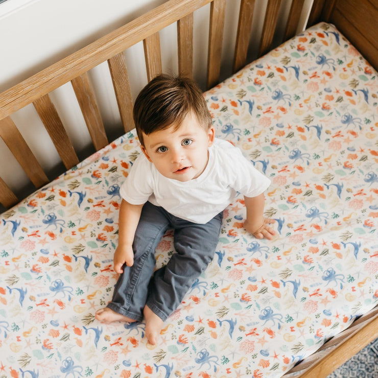 Copper Pearl Premium Knit Fitted Crib Sheet | Nautical