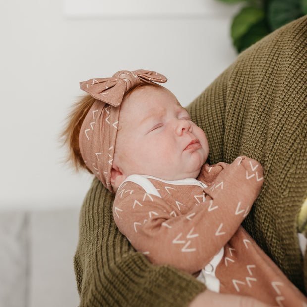 Copper Pearl Knit Headband Bow | Rocky