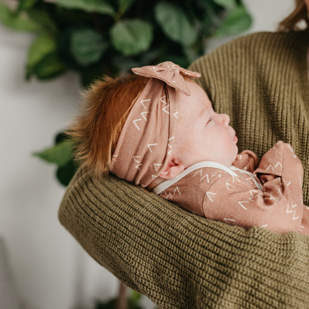 Copper Pearl Knit Headband Bow | Rocky