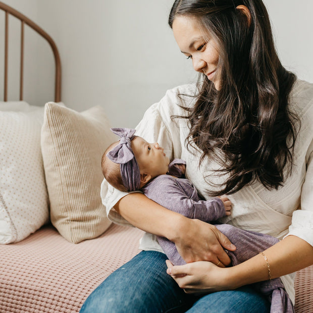 Copper Pearl Knit Headband Bow | Violet
