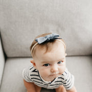 Copper Pearl Classic Nylon Bow | Denim