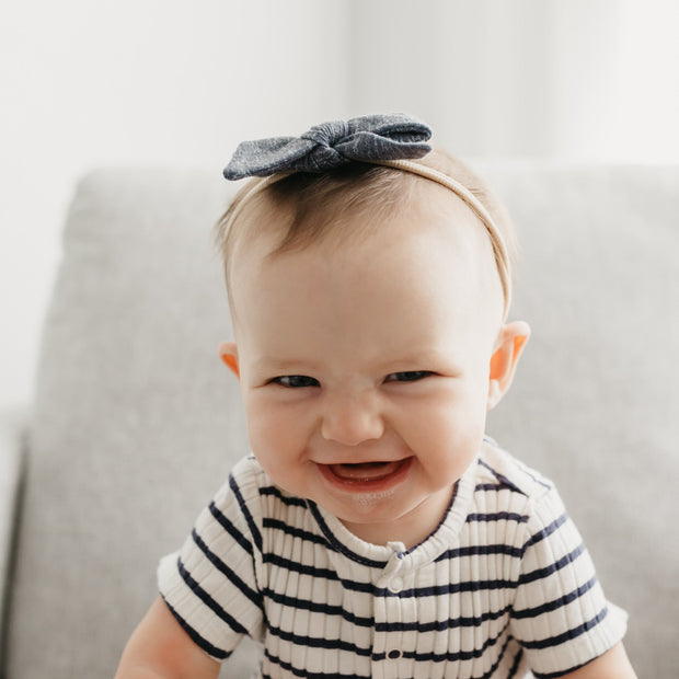 Copper Pearl Classic Nylon Bow | Denim