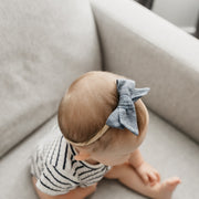 Copper Pearl Classic Nylon Bow | Denim