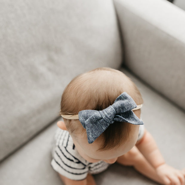 Copper Pearl Classic Nylon Bow | Denim