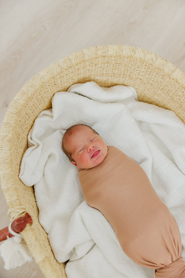 Copper Pearl Knit Swaddle Blanket | Pecan
