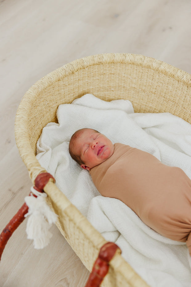 Copper Pearl Knit Swaddle Blanket | Pecan