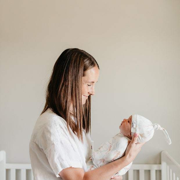 Copper Pearl Top Knot Hat | Coral
