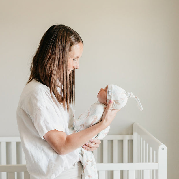 Copper Pearl Top Knot Hat | Coral