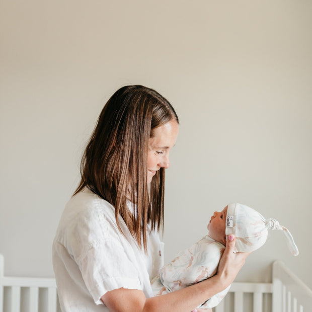 Copper Pearl Top Knot Hat | Coral