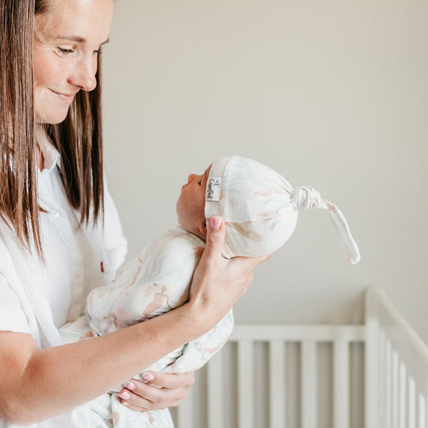 Copper Pearl Top Knot Hat | Coral