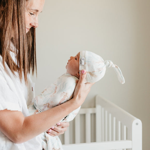 Copper Pearl Top Knot Hat | Coral