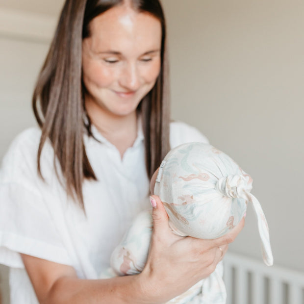Copper Pearl Top Knot Hat | Coral
