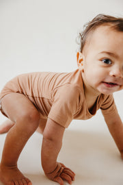 Copper Pearl Short Sleeve Bodysuit | Pecan