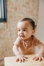 Copper Pearl Short Sleeve Bodysuit | Pecan