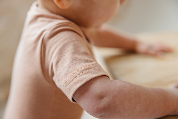Copper Pearl Short Sleeve Bodysuit | Pecan