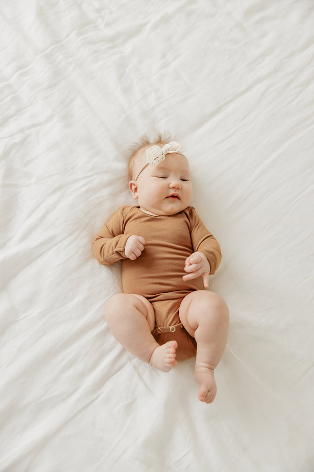 Copper Pearl Long Sleeve Bodysuit | Pecan