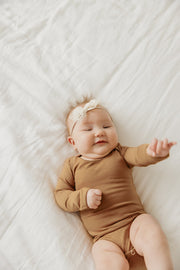 Copper Pearl Long Sleeve Bodysuit | Pecan