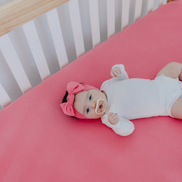 Copper Pearl Knit Headband Bow | Flamingo