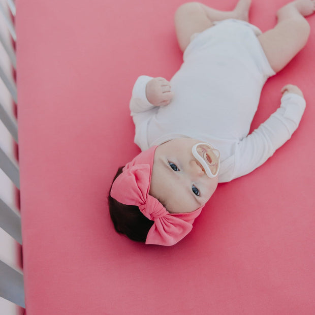 Copper Pearl Knit Headband Bow | Flamingo