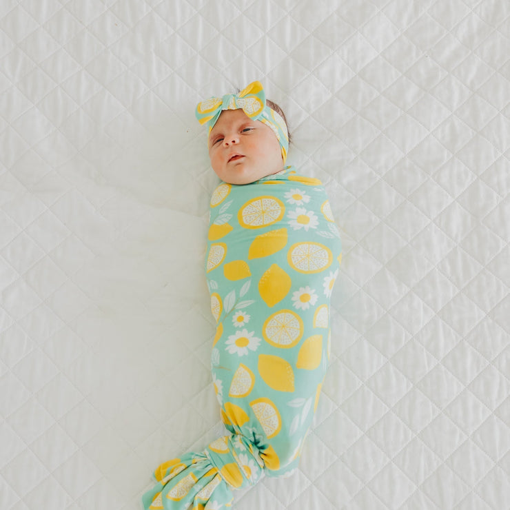 Copper Pearl Knit Swaddle Blanket | Lemon