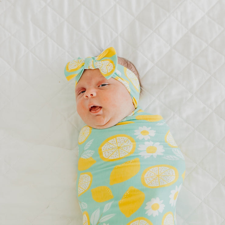 Copper Pearl Knit Swaddle Blanket | Lemon