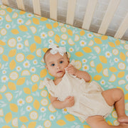 Copper Pearl Premium Knit Fitted Crib Sheet | Lemon