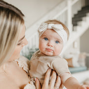 Copper Pearl Knit Headband Bow | Shine