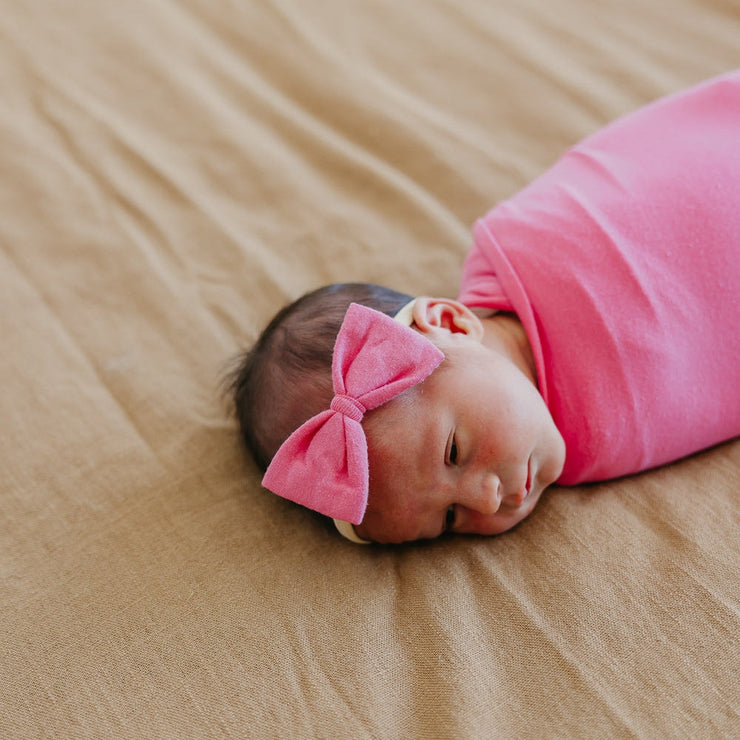 Copper Pearl Bowtie Nylon Bow | Flamingo