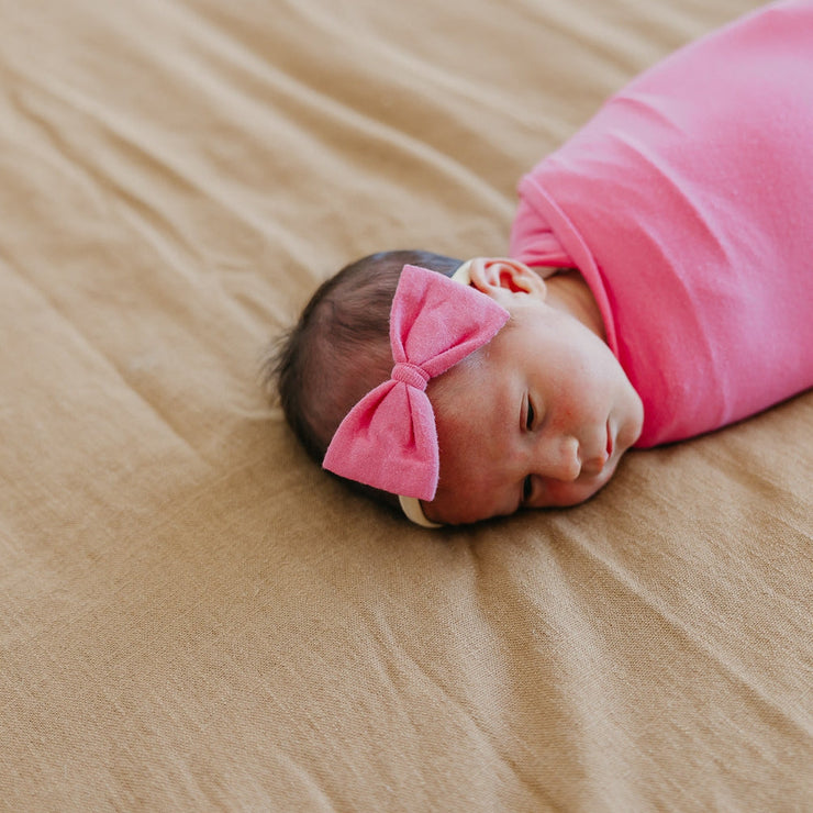 Copper Pearl Bowtie Nylon Bow | Flamingo