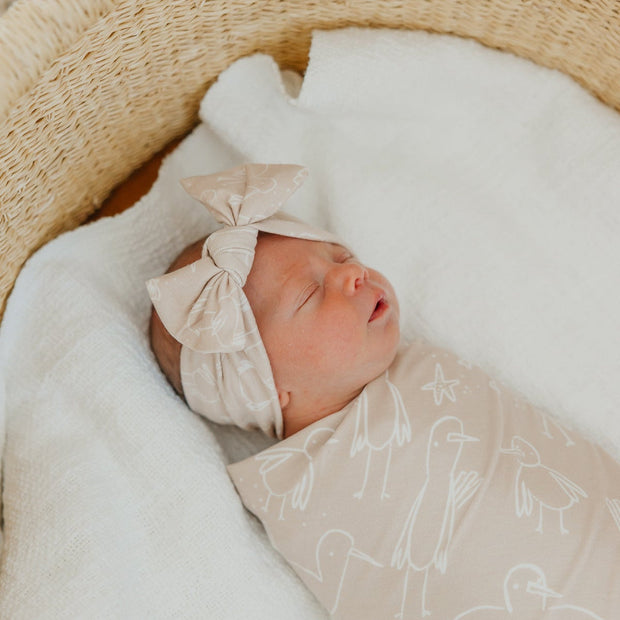 Copper Pearl Knit Headband Bow | Sandy